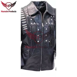 เสื้อแจ็คเก็ตหนังควายแท้คุณภาพพรีเมียม งานแฮนด์เมด แต่งพู่หนัง 100% สไตล์คาวบอยตะวันตก วินเทจ สำหรับผู้ชาย - Product Image 4