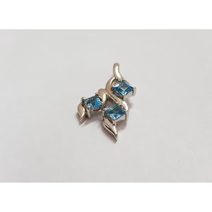 Handmade 925 Sterling Silver Shah Gems <b>Pendant</b> for Women Natural for Swiss Blue Topaz Princess <b>Emerald</b> Cut Cute Number Pattern - Product Image 4