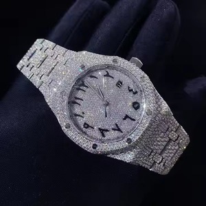 100% vượt qua Kim Cương Tester sang trọng moissanite Đồng hồ đeo tay cho nam giới ngày hiển thị cơ khí ban nhạc Analog timepi đồ trang sức thủy tinh quay số - Product Image 4