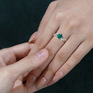 NOVAMART Fine Hallmark <b>Silver</b> Round Cut Lab <b>Emerald</b> Promise <b>Ring</b> Fashionable with Elegant and Stylish Wholesale Export - Product Image 2