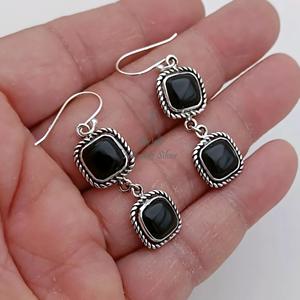 Black Onyx <b>Dangle</b> <b>Earrings</b>, 925 <b>Sterling</b> <b>Silver</b> Handmade Boho Jewelry, July Birthstone Gift - Product Image 6