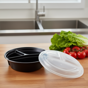 กล่องเก็บอาหารทรงกลม PP ขนาด 48 ออนซ์ พร้อมช่องแบ่ง 3 ช่อง - Product Image 3