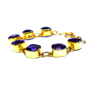 สร้อย925เงินสเตอร์ลิงแวววาวสร้อยข้อมืออเมทิสต์ชุบทองแบบคลาสสิกที่น่าสนใจของขวัญสำหรับสตรีชาติพันธุ์ - Product Image 3