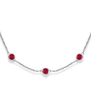 Collar con Rubíes por Yarda, Oro Blanco de 14k, 2.25ct, Engaste de Bisel, Accesorio de Moda - Product Image 3