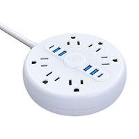 Strip daya 6 Outlet ultra-tipis dengan USB-C kabel 15 kaki tahan api soket ekstensi soket PC