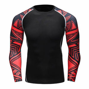 Camiseta personalizada de compresión para gimnasio de secado rápido para hombre, camiseta de entrenamiento físico de poliéster de gran tamaño, Anti-UV UPF50, ropa transpirable para protección contra erupciones - Product Image 2