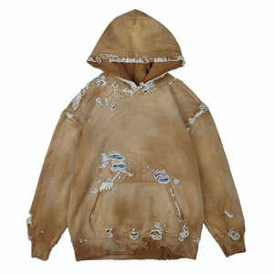 Mens sun faded washed hoodie featuring vintage color tones long sleeve pullover <b>designed</b> for relaxed street <b>fashion</b> warmth - Product Image 5