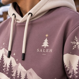 Sudadera con Capucha Personalizada con Estampado Bordado Inspirado en la Navidad, Sudadera de Invierno 100% Algodón Felpa, Unisex, Venta al Por Mayor, Ropa OEM - Product Image 3