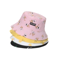 Chapeau Bob Réversible Adorable à Imprimé Feuilles de Dessin Animé 100% Coton Double Face Anti-UV pour Tout-Petits Garçons Filles Plage Extérieur Voyage