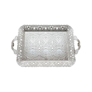 Trending Supplies Plateaux métalliques de forme rectangulaire pour Bar Hôtel et Restaurants Grande utilisation pour le mariage Plateau en métal Argent - Product Image 5