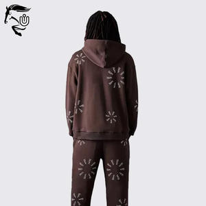 Ensemble de pantalons de survêtement zippés de qualité supérieure pour hommes Survêtements à capuche d'hiver avec polaire en coton lourd et sérigraphie - Product Image 4