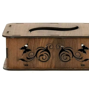 Caja de pañuelos de madera hecha a mano ecológica con bordes lisos Caja de pañuelos de madera floral tallada para decoración cultural del hogar a precio barato - Product Image 1