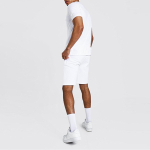 Nueva llegada Unisex logotipo personalizado hecho ropa deportiva trajes verano moda sólida dos piezas ropa algodón camiseta conjuntos cortos - Product Image 2