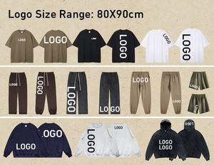 เสื้อสวมหัวมีฮู้ดลำลองของผู้หญิง100% ผ้าฝ้ายสีทึบไหล่ตกดีไซน์แบบบ็อกซี่โลโก้ด้านหน้ายาวฤดูหนาว - Product Image 5