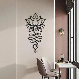 Art mural en métal fleur de lotus, tentures florales, décoration murale de jardin extérieur, cadeau de pendaison de crémaillère - Product Image 4