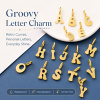 Amuleto con Letras Modernas |   Colgante de Acero Inoxidable con Baño de Oro PVD de 18K, Letras Mayúsculas del Alfabeto de la A a la Z, para Fabricación de Joyería
