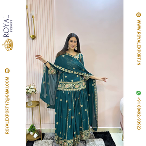 Lancement de sa propre vraie modélisation lourde fausse georgette avec séquence fantaisie bordure travail Gharara costume - Product Image 5