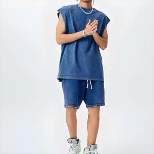 Unisex Custom Logo Cotton Streetwear Two-Piece Summer Track <b>Suit</b> DTG Printing <b>T</b>-<b>shirt</b> and Short Sets 2-in-1 Design Plus Size - Product Image 4