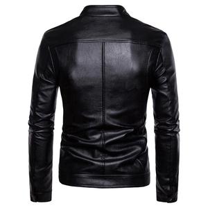 Chaquetas de cuero genuino para hombres Cremallera Moda negro teñido desgaste Stand Collar chaquetas de cuero para hombres colores y tamaños personalizados - Product Image 3