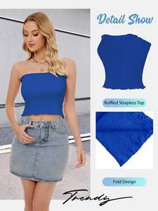 Tops tube imprimés de haute qualité, à votre propre design, mode, simples, sans bretelles, tops tube unis - Product Image 3