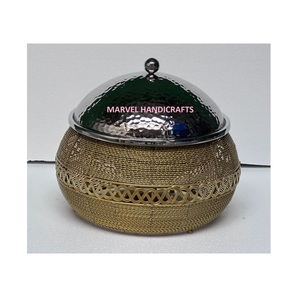 Customized Iron Wire Mesh Serving Casserole with Stainless Steel Hammered Hotpot | Insulated Food <b>Warmer</b> for <b>Buffet</b> & Dining - Product Image 1