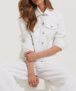 Chaqueta vaquera de manga larga para mujer, diseño a cuadros para Primavera, otoño, invierno, estilo de camisa holgada, servicio OEM de algodón - Product Image 1