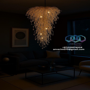 Candelabro LED de luz colgante de cascada de cristal de lujo moderno para dúplex y hoteles 3000K CCT instalación colgante tamaños medios - Product Image 3