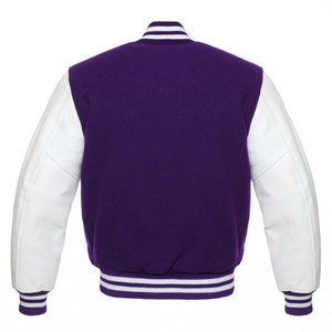 แจ็กเก็ตแฟชั่นผ้าฟลีซสีม่วงแขนเสื้อหนังสีเหลือง - Product Image 4