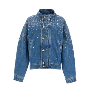 Veste en jean personnalisée strass lavage à l'acide pour femmes pour l'hiver 2025 tenue à la mode de haute qualité - Product Image 3