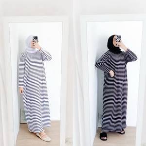 ชุดเดรสลายทางพื้นฐาน Bymeldev ลายลำลอง Salur Busui และ Nonbusui สำหรับผู้หญิง - Product Image 1