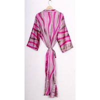 Robes décontractées élégantes vintage en soie 100% douce pour femmes, robes de nuit kimono à imprimé floral respirant pour adultes, col en V, été