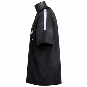 Camiseta Oversize Personalizada con Efecto Desgastado para Hombre, Estilo Urbano, Manga Corta de Algodón con Rayas Estampadas, Moda Casual - Product Image 4