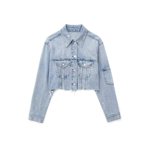Chaqueta Vaquera de Manga Larga para Mujer, Color Sólido, Informal, de Alta Calidad, Oferta de Otoño de Mosaic Impex - Product Image 1