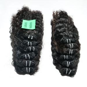 Vendeurs bruts indiens 100% extensions de cheveux bouclés naturels couleur noire lâche vague profonde traitement chimique temple gratuit cheveux humains - Product Image 4