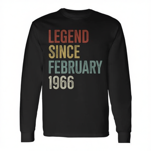 T-shirt a maniche lunghe per il 60° compleanno della leggendaria persona che ha 60 anni dal febbraio del 1966. Celebra con stile! Articolo Promozionale - Product Image 2