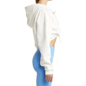 Sweat à capuche en molleton de coton imprimé avec logo personnalisé de haute qualité pour femmes manteau tricoté d'hiver avec haut court de couleur en bloc et logo avant - Product Image 2