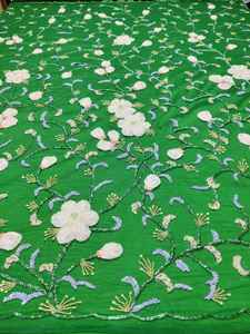 Tissu en organza brodé 3D de luxe, fleurs, perles, paillettes, écologique, respirant, tricoté en chaîne, style accessoire, tissage croisé - Product Image 4