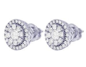 ต่างหูเพชรเม็ดเดี่ยวสีเงินแบบเพชรโมอิสสำหรับผู้หญิง - Product Image 1