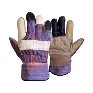 Gants de jardinage en cuir de vachette véritable marron de qualité B Gants de travail de paume coupés et résistants à la chaleur à l'intérieur du coton EN420 - Product Image 6