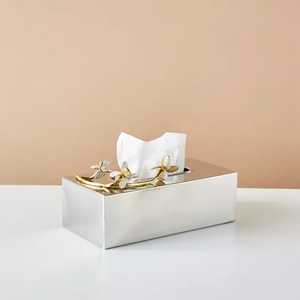 Elegance Home Table Napkin Holder <b>Tissue</b> <b>Box</b> Prime Quality Metal <b>Tissue</b> <b>Box</b> With Aluminium Rose Design for Wedding Party Use - Product Image 2