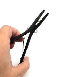 คีมต่อผมสีดำแบบมืออาชีพขนาด7 ", เครื่องมือถอดและขยายเส้นด้ายไมโครหมึกเครื่องมือแต่งผมสแตนเลสสำหรับร้านเสริมสวย - Product Image 1