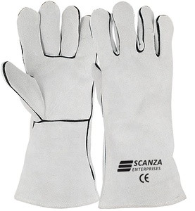 Guantes multifuncionales de cuero de vaca con aislamiento térmico para morder perros, guantes de trabajo de cuero para soldar, guantes de trabajo - Product Image 6