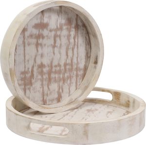 Bandeja de servicio de madera de granja rústica con asas de cuerda que aporta un toque de encanto campestre a su Mesa para servir y decorar - Product Image 1