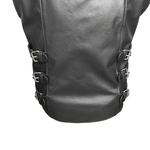 Gilet sans manches bleu marine de haute qualité pour homme, best-seller, confortable, respirant, gilet de motard en cuir et toile personnalisé pour l'hiver - Product Image 5
