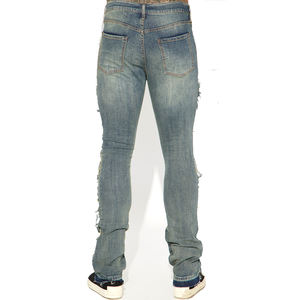 กางเกงผ้ายีนส์เอวสูงของผู้ชายกางเกงยีนส์ทรงหลวมสไตล์ลำลองผ้าใบออกแบบได้ตามต้องการ - Product Image 6