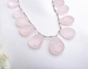 Cuentas de Cuarzo Rosa Facetadas en Forma de Pera de 8 Pulgadas, Naturales, para la Elaboración de Joyería Fina - Product Image 2