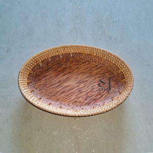 Prix bas, écologique, personnalisé, bol de service en bois de coco et rotin mélangé, style moderne, articles de cuisine, vaisselle, vente en gros - Product Image 3