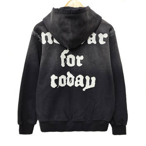 เสื้อฮู้ดดี้ทรงบ็อกซี่ ย้อมสีแบบแอซิดวอช สไตล์วินเทจ ขาดเซอร์ๆ ทรงโอเวอร์ไซส์  งานทำมือ  ผ้าฟลีซ  แนวสตรีทแวร์ - Product Image 2