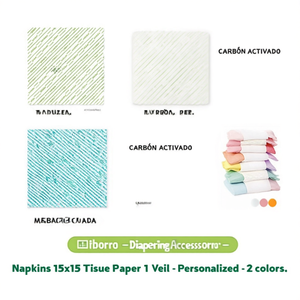 <b>Napkins</b> 15x15 Tissue <b>Paper</b> 1 Veil - Personalized - 2 colors - Product Image 3