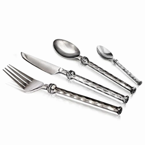 Couverts en métal avec poignées nouées Couverts royaux en acier miroir pour restaurant ou mariage Vaisselle Cuillère d'Inde - Product Image 1